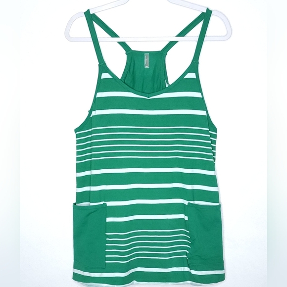 FP Free People Hot Shot Mini Dress Romper Stripe Green Pickleball - Picture 3 of 11